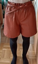 Kurze Hose Short, Hotpants Lederoptik in cognacfarben, kaffeefarben