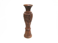 Große dekorative Vase Teakholz Handarbeit Afrika 50 cm floral beschnitzt