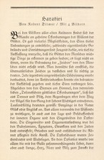 Harakiri Japan Ehre Seele Ritual Seppuku Kappuku Suizid Hist. Bericht anno 1924