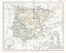 Espana Spain Spanien Portugal carte map Karte Litho Selves 1834