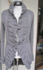 Graue LONG-STRICKJACKE, offen