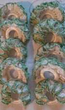 10 x  Serviettenringe gehäkelt Grüne/weiss Farbe 