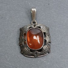 Fischland Bernstein Anhänger Jugendstil Designer Georg Kramer 835 Silber