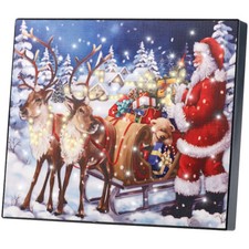 infactory LED-Bild "Weihnachtsmann mit Rentierschlitten", 28 x 23 cm