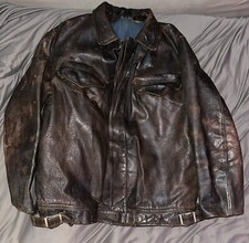 Alte braune Lederjacke Bikerjacke 1947 Grösse PRYM L 52 Erdmann ?