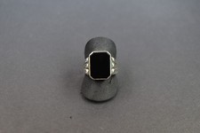 antiker Herren/Wappenring Silber 835 in RG 64/20,3mm schw.Onyx um 1940