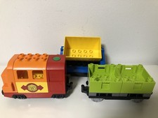 Lego Duplo Elektrische Eisenbahn Lok mit Anhänger 10508 Kipplore Orange Rot Gelb