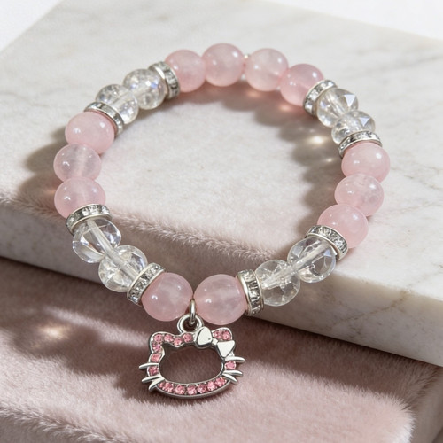 Perlenarmband rosa transparent - perlenarmband, rosa/transparent