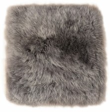 LAMMFELL PAD SITZAUFLAGE HELL GRAU SITZKISSEN 37 x 37 cm STUHLAUFLAGE