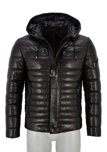 Herren puffer lederjacke - puffer,