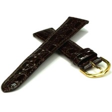 Lederuhrarmband Alligator-Optik dunkelbraun 18 mm Ersatzband Uhrenarmband