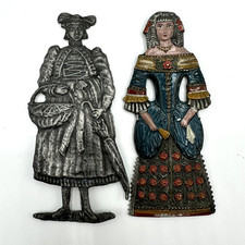2 Stück Zinn Metall Figuren Damen Flachzinn