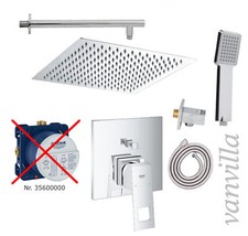 vanvilla Duschset Regendusche mit Duscharmatur Grohe Unterputz GE101-ob poliert