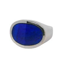 Siegelring / Herrenring 585 Weißgold mit Lapislazuli Größe: 64