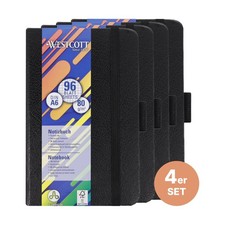 Notizbuch DIN A6 kariert 4-er