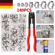45-140 tlg 1 Ohr Schlauchschellen Edelstahl Sortiment Schlauchklemmen Zange Set