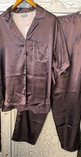 Satin Pyjama 48/50 C&A Lingerie Vintage 00er Jahre Braun Glänzend Used Retro