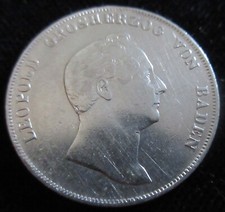 MDS ALTDEUTSCHLAND BADEN 1 GULDEN 1837 "LEOPOLD GROSHERZOG VON BADEN", SILBER #B