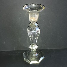 Antiker 1 flammiger Kristall/Glas Kerzenleuchter Kerzenhalter Blasen Einschluss