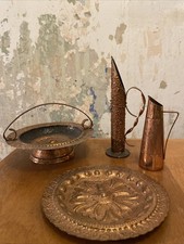 Kupfer Teller Vase Konvolut Schale Mid Century DDR 4-teilig