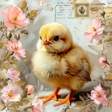 Deko Bild Küken Blumen Shabby