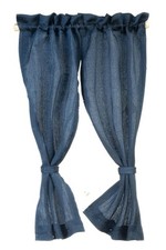 Puppenhaus Gardinen Navy Blue