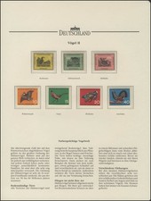 Vögel: Komoran, Storch, Birkhahn, Waldschnepfe, Fasan, Auerhahn, 7 Marken **