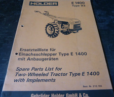 Holder-Ersatzteilliste- Einachsschlepper  Type E 1400