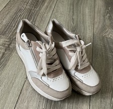 Stylische Damen Sneaker / Halbschuhe in Weiß, Beige & Silber - Größe 36