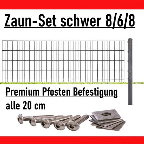 Doppelstabmattenzaun set 8 - doppelstabmattenzaun, 8/6/8
