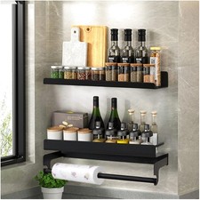 Gewürzregal,Wand Küchenhalterung ohne Bohren,2er Set 40cm Hängend Mit Küchent...