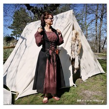 Mittelalterkleid Gretchen mit Kapuze braun / schwarz Wikinger Mittelalter Kleid