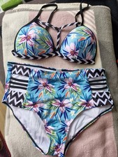 Bikini Set High Waist Bademode BH Gepolstert Brazilian/Retro Gr.2XL