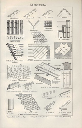 Lithografie 1905 dachstühle - 1905:,