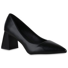 Damen Spitze Pumps Blockabsatz