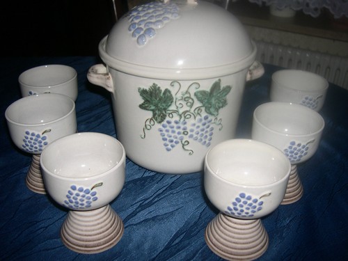 Bowle keramik 6 römerbecher - bowle,, keramik,
