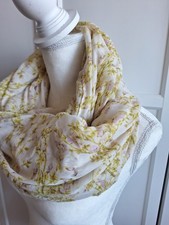 Schal Tuch Loop  Baumwolle XL Blumen creme Senf rosa rot Loop Damen Mädchen