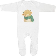 Baby Strampler Jumpsuits / Schlafanzüge "Süßer Highland Kuh trägt Schal" (SS058689)