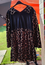 Karnevalskleid, leichter Stoff, schwarz, Leopardenmuster, Langarm, Gr. 3XL TOP