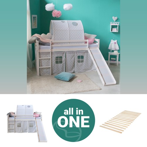 Hochbett 90x200 kinderbett - hochbett, mit