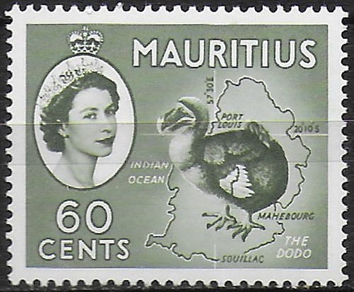 1958 mauritius 60c - 60c., dodo