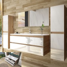 Badmöbel Set Eiche Weiß