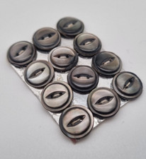 12 graue 2-Loch Perlmutt Knöpfe 11 mm Fadenrille / Mother-of-Pearl Button C41