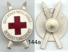 DDR DRK Abzeichen: Bergrettungsdienst mit Ski und Schraubscheibe - emailliert