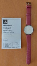 Tchibo: Damen Uhr, rosa mit Lederarmband