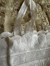 Antikes Nachthemd weißes Kleid Uralt 50er Jahre, Leinen,Genäht,Spitzenborte.Träg