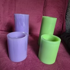 QVC Elambia 4 Flammenlose Kerzen 2x  lila mit Timer neu 2x grün  mit Timer gebra