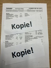 Fendt Farmer 280 SA (297), Technische Daten, 1996, Einstelldaten, Kopie