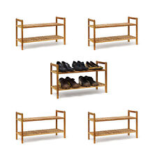 5 x Schuhregal Walnuss zum Stapeln, Schuhschrank beliebig erweiterbar, offen