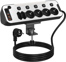 Steckdosenleiste Schreibtisch Mit USB C, PD20W Tischsteckdose Mit Schalter 6 Fac